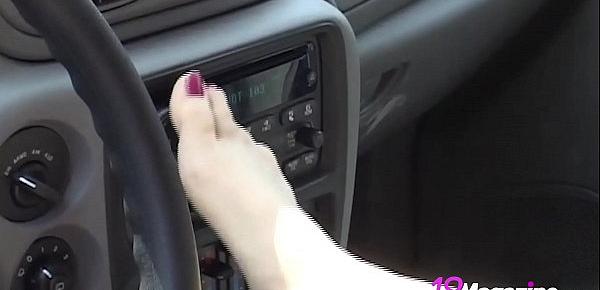  Giggly Cute Andi Pink Spreads Tiny Legs In Front Seat Of Car